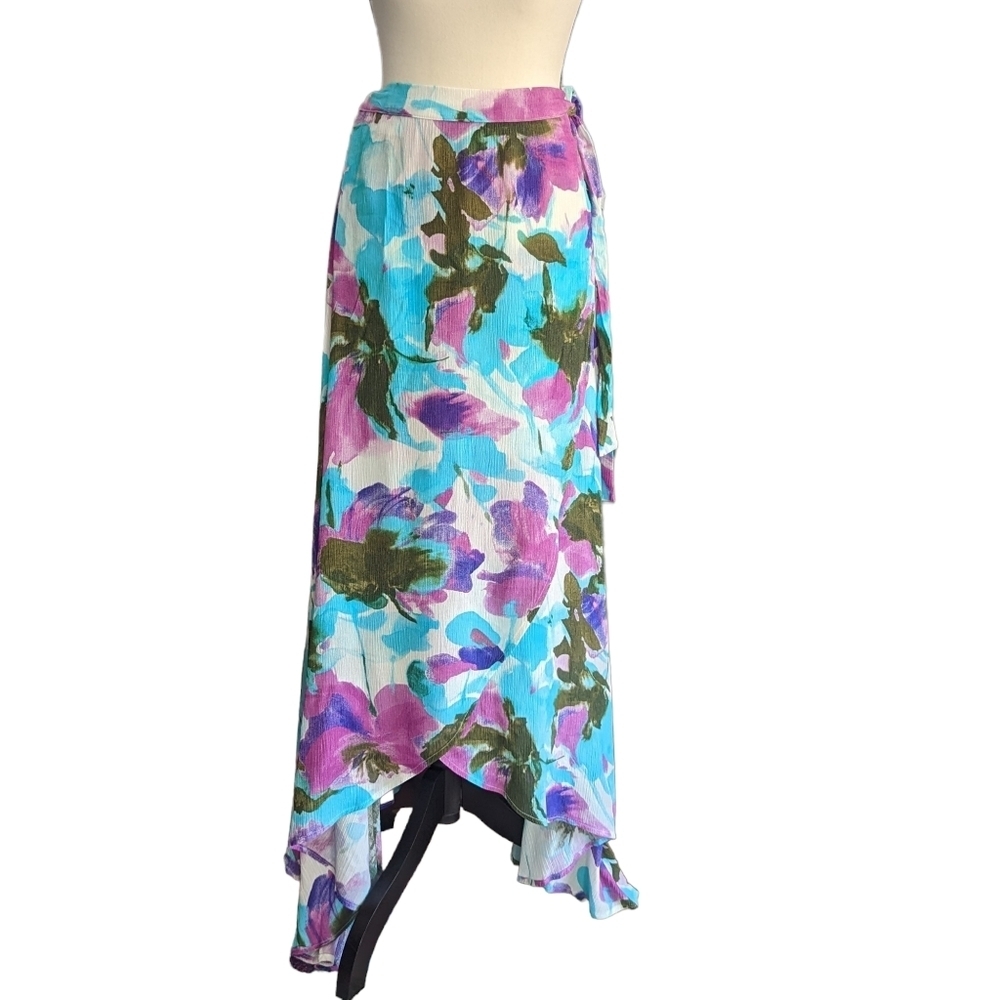 NWT Tildon Genuine Wrap High-Low Midi Skirt Size XS